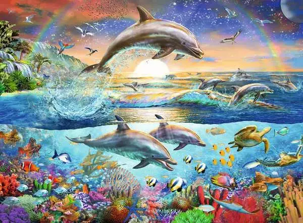 Ravensberger Matratzen Kinderpuzzle ab 9 Jahren - Delfinparadies - 300 Teile Speichern exportieren