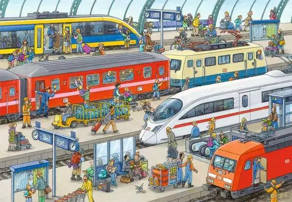 Ravensberger Matratzen Kinderpuzzle ab 4 Jahren - Trubel am Bahnhof - 24 Teile Schlussverkauf