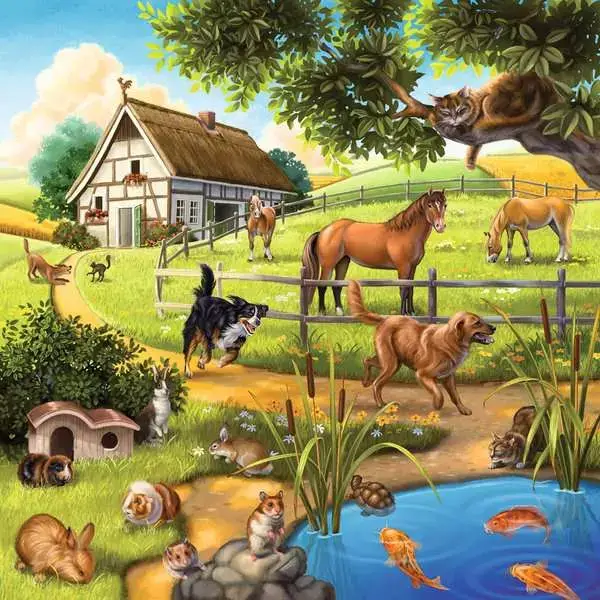 Ravensberger Matratzen Kinderpuzzle ab 5 Jahren - Wald-/Zoo-/Haustiere - 49 Teile Begrenzte Freigabe