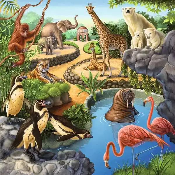 Ravensberger Matratzen Kinderpuzzle ab 5 Jahren - Wald-/Zoo-/Haustiere - 49 Teile Begrenzte Freigabe