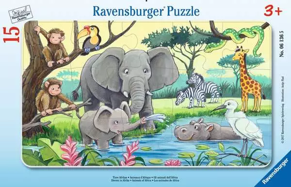 Ravensberger Matratzen Kinderpuzzle ab 3 Jahren - Tiere Afrikas - 15 Teile 50% Rabatt für begrenzte Zeit
