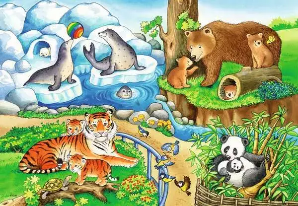 Ravensberger Matratzen Kinderpuzzle ab 3 Jahren - Tiere im Zoo - 12 Teile Räumungsverkauf