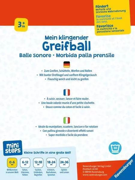 Ravensberger Matratzen Mein klingender Greifball - Babyspielzeug ab 3 Monaten Großer Ausverkauf