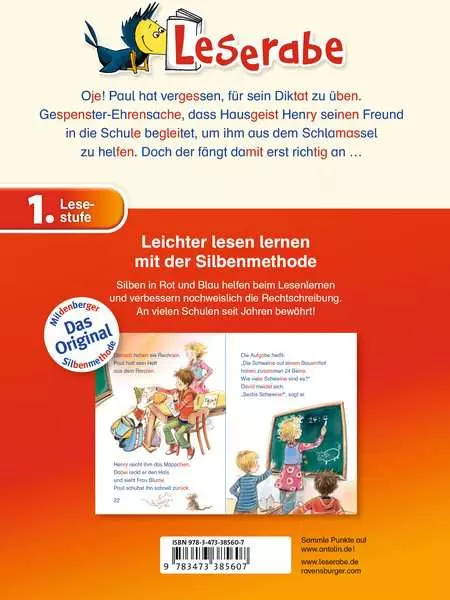 Ravensberger Matratzen Leserabe mit Mildenberger Silbenmethode: Das kleine Gespenst geht in die Schule Flash Sale