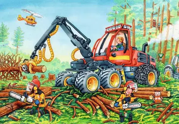 Ravensberger Matratzen Kinderpuzzle ab 4 Jahren - Bagger und Waldtraktor - 24 Teile Sonderangebot der Fabrik