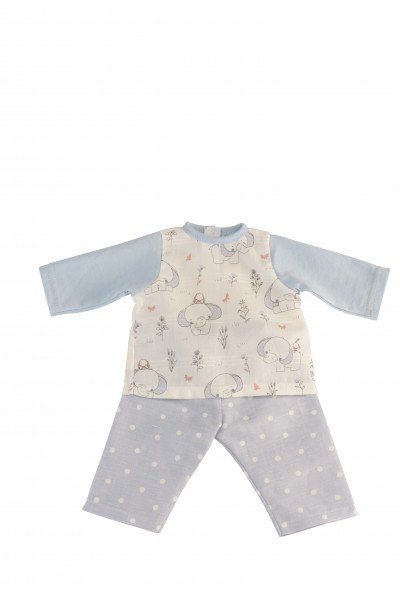Schildkröt Manufaktur Kleidung Schlafanzug zu Puppe 32 -52 cm blau/weiss