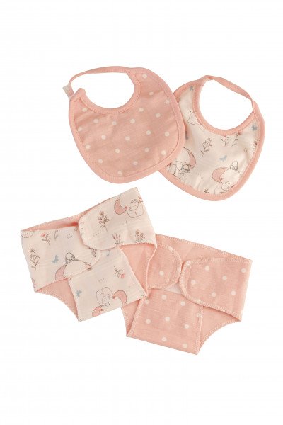 Schildkröt Manufaktur Kleidung Windel/Latz rose zu Puppe 32 -52 cm