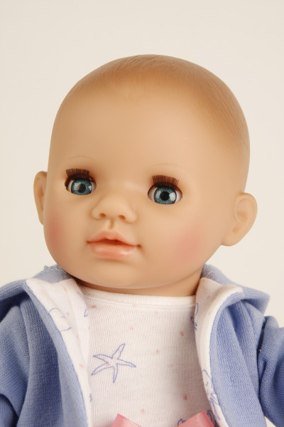 Schildkröt Manufaktur Puppe Sunny 30 cm Kleidung rose/weiss/blau Fabrikladen