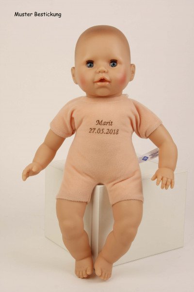 Schildkröt Manufaktur Baby Amy 45 cm mit Schnuller, Malhaar, braune Schlafaugen, Kleidung winterlich zollfrei