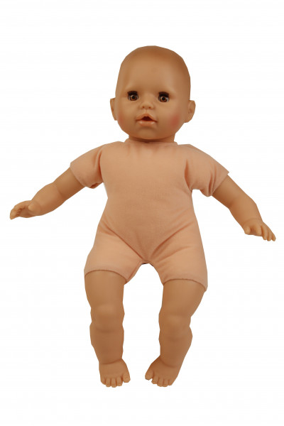 Schildkröt Manufaktur Baby Amy 45 cm mit Schnuller, Malhaar, braune Schlafaugen, Kleidung winterlich zollfrei