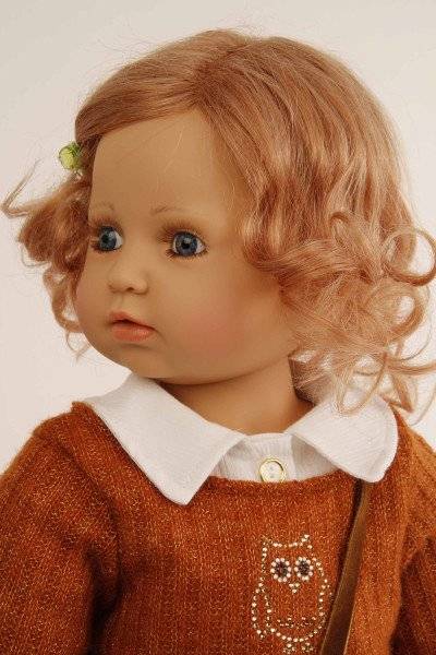 Schildkröt Manufaktur Puppe Anna-Maria 70 cm stehend von Brigitte Paetsch braune Haare, Kleidung rose/rot/weiss Sonderangebot