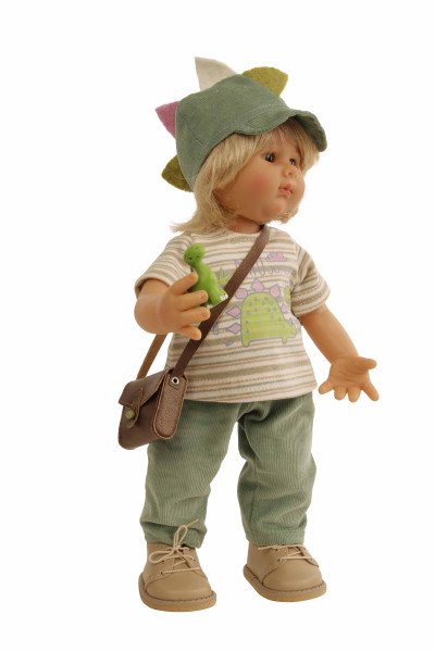 Schildkröt Manufaktur Puppe Müller-Wichtel Willy 30 cm blonde Haare, Kleidung Dino