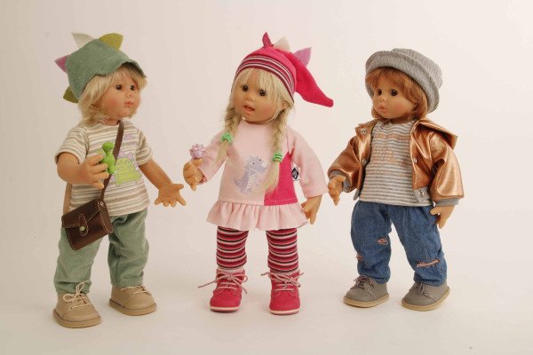 Schildkröt Manufaktur Puppe Müller-Wichtel Willy 30 cm blonde Haare, Kleidung Dino Letzte 3 Tage