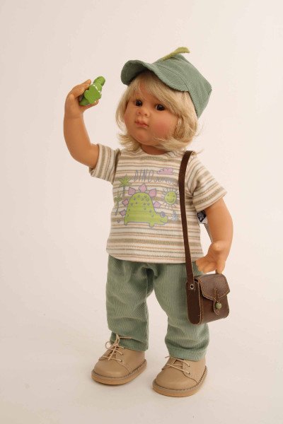 Schildkröt Manufaktur Puppe Müller-Wichtel Willy 30 cm blonde Haare, Kleidung Dino Letzte 3 Tage