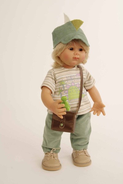 Schildkröt Manufaktur Puppe Müller-Wichtel Willy 30 cm blonde Haare, Kleidung Dino Letzte 3 Tage