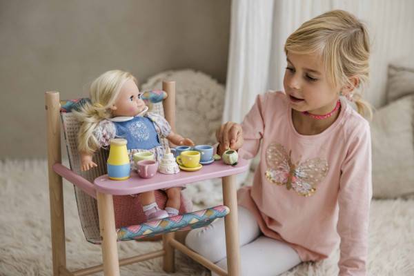 Schildkröt Manufaktur Puppe Schlummerle 32 cm blonde Haare, blaue Schlafaugen, Blumenoverall Letzte 2 Tage