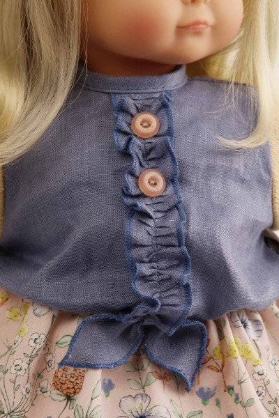 Schildkröt Manufaktur Puppe Schlummerle 37 cm blonde Haare, blaue Schlafaugen, Blumenkleidung rose/bleu Zeitbegrenzte Promotion