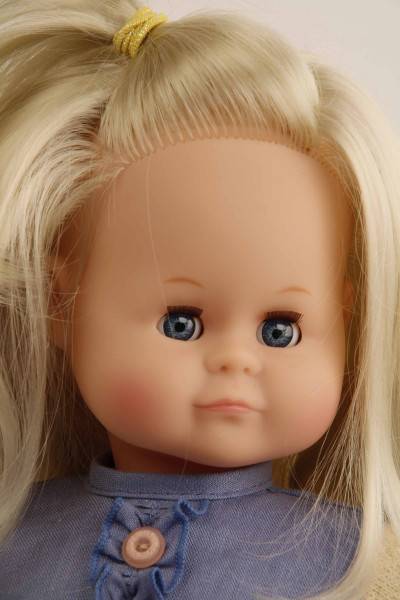 Schildkröt Manufaktur Puppe Schlummerle 37 cm blonde Haare, blaue Schlafaugen, Blumenkleidung rose/bleu Zeitbegrenzte Promotion