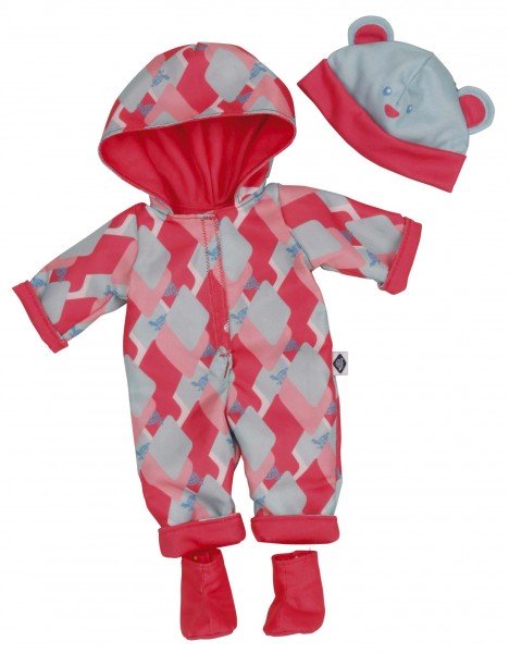Schildkröt Manufaktur Kleidung zu Puppe 32 cm Schlummerle, Winterset rot/rose/grau