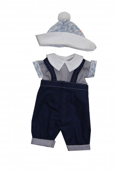 Schildkröt Manufaktur Anzug zu Baby Strampelchen 31+35+45 cm blau/weiss