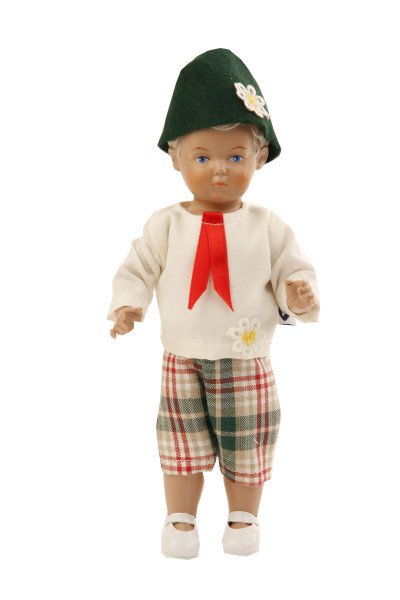 Schildkröt Manufaktur Puppe Hans 18 cm blonde Malhaare, Trchtenkleidung
