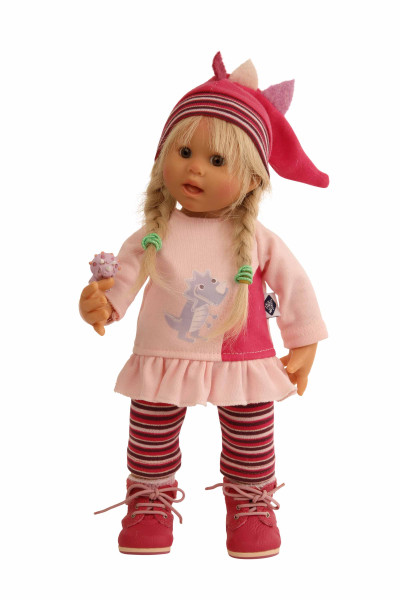 Schildkröt Manufaktur Puppe Müller-Wichtel Emma 30 cm blonde Haare, Drachen-Kleidung