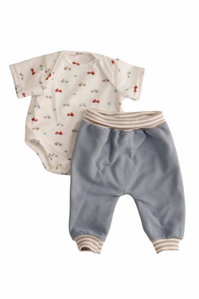 Schildkröt Manufaktur Kleidung für Puppen 32-52 cm Body + Hose blau/weiss