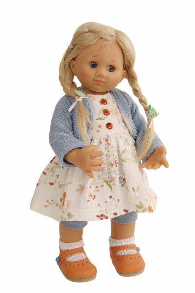 Schildkröt Manufaktur Puppe Müller-Wichtel Pia 30 cm blonde Haare, Blumenkleidung