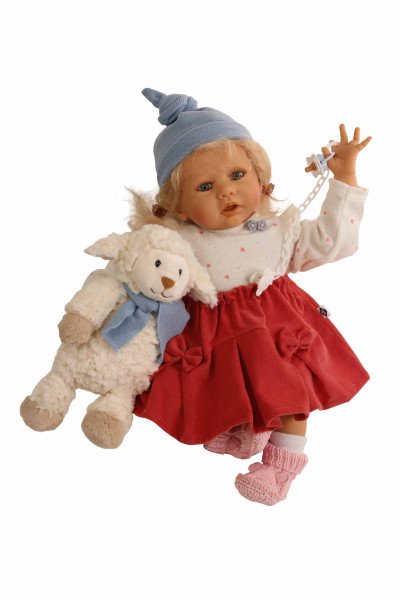 Schildkröt Manufaktur Baby Pina 52 cm von Karola Wegerich , blonde Haare, Kleidung weiss/blau/rot