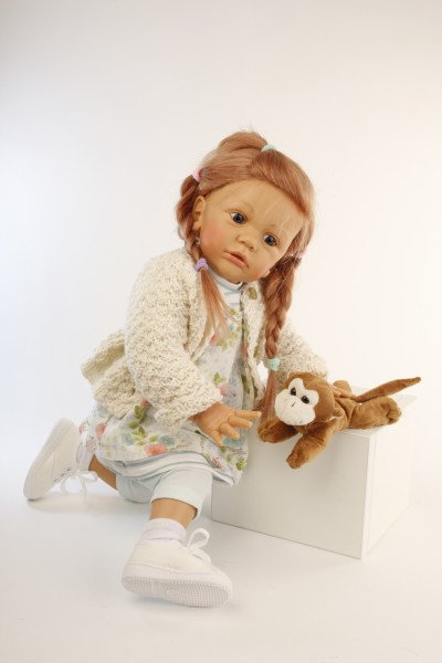 Schildkröt Manufaktur Puppe Greta 60 cm von Gudrun Legler, rote Haare, Kleidung mint/weiss Saisonale Angebote