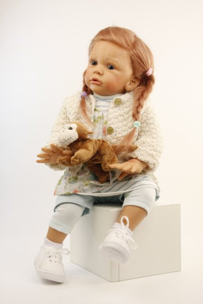 Schildkröt Manufaktur Puppe Greta 60 cm von Gudrun Legler, rote Haare, Kleidung mint/weiss Saisonale Angebote