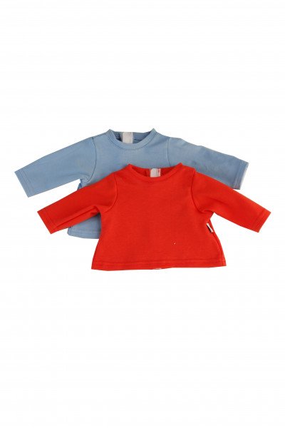 Schildkröt Manufaktur Shirts 2-er Set Langarm für Puppen 32-52 cm in rot+blau