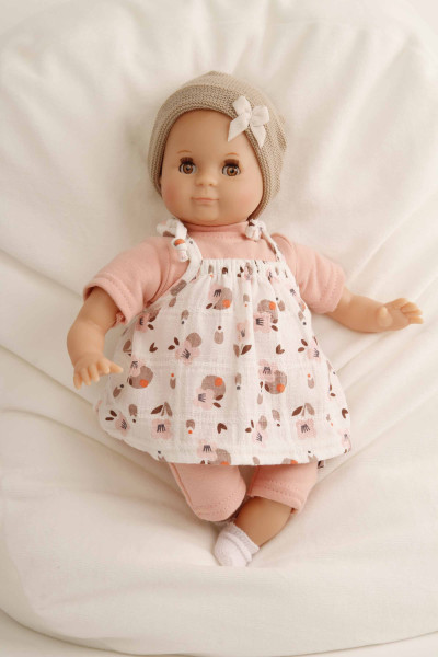 Schildkröt Manufaktur Puppe Schlummerle 32 cm mit Malhaar und braunen Schlafaugen, Kleidung rose/braun Bis zu 50% Rabatt