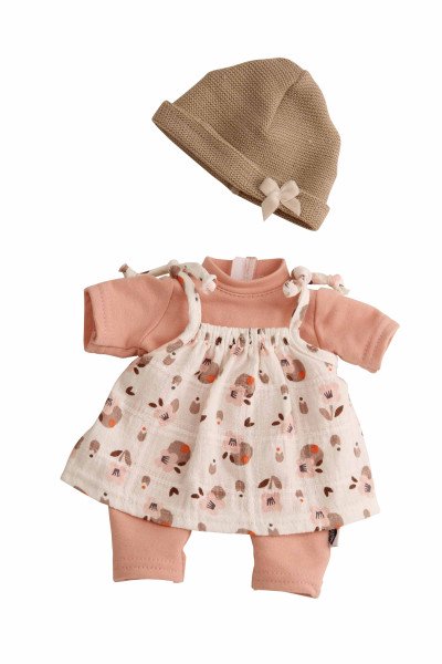 Schildkröt Manufaktur Kleidung zu Puppe Schlummerle 32 cm, Overall rose mit Kleid und Mütze