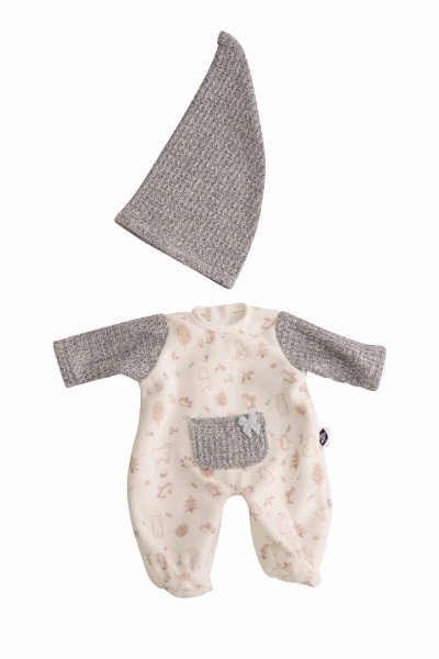 Schildkröt Manufaktur Kleidung zu Puppe Schlummerle 32 cm, Nickyoverall weiss/blau