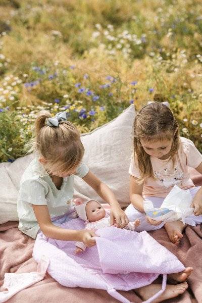 Schildkröt Manufaktur Kleidung zu Puppe Schlummerle 32 cm, Nickyoverall weiss/rose Discount Store für neue Produkte