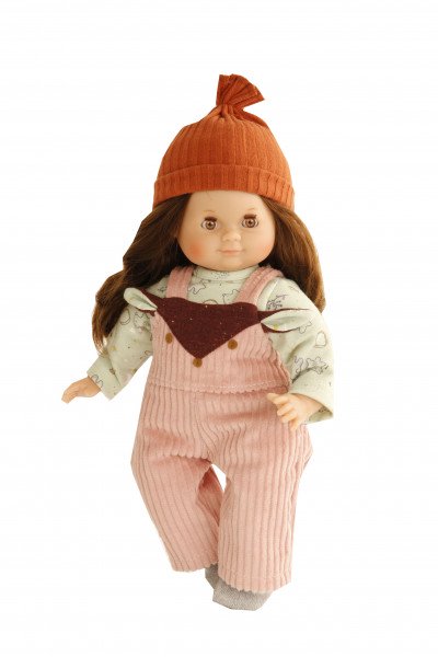 Schildkröt Manufaktur Puppe Schlummerle 32 cm braune Haare, braune Schlafaugen, Winterkleidung mint/rose/braun