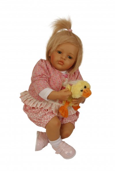 Schildkröt Manufaktur Baby Melissa 50 cm von Natali Blick blonde Haare, Kleidung pink/weiss-Copy
