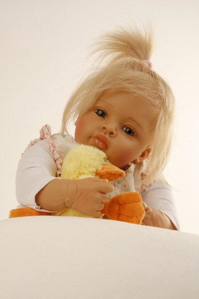 Schildkröt Manufaktur Baby Melissa 50 cm von Natali Blick blonde Haare, Kleidung pink/weiss-Copy Auslauf