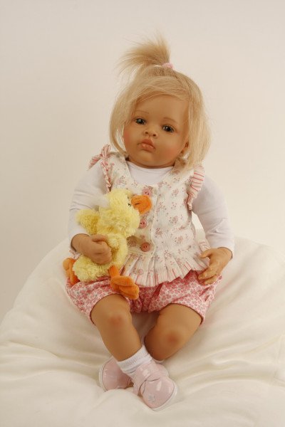 Schildkröt Manufaktur Baby Melissa 50 cm von Natali Blick blonde Haare, Kleidung pink/weiss-Copy Auslauf