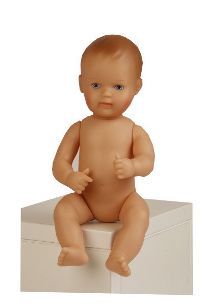 Schildkröt Manufaktur Puppe Mein 1. Baby 28 cm mit Malhaar und blauen Malaugen, Overall blau/weiss Angebote