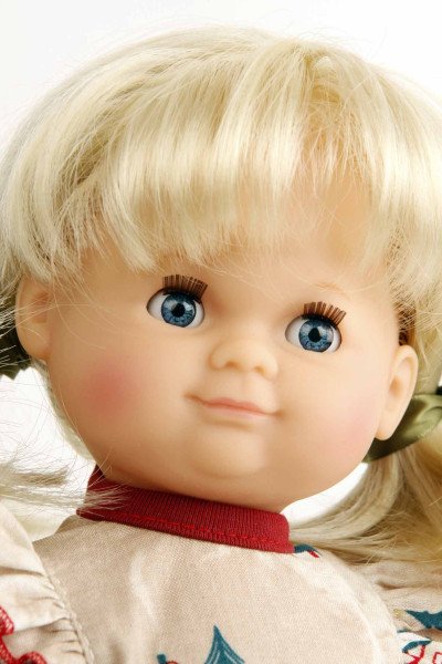 Schildkröt Manufaktur Puppe Schlummerle 32 cm blonde Haare, blaue Schlafaugen, Winterkleidung Fabrikverkauf