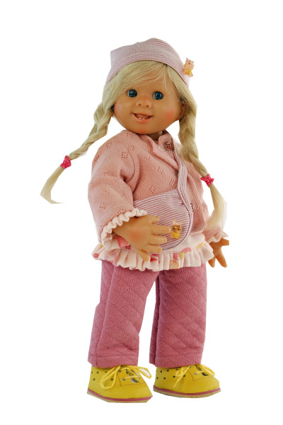 Schildkröt Manufaktur Puppe Müller-Wichtel Fiona 30 cm blonde Haare, Kleidung rose