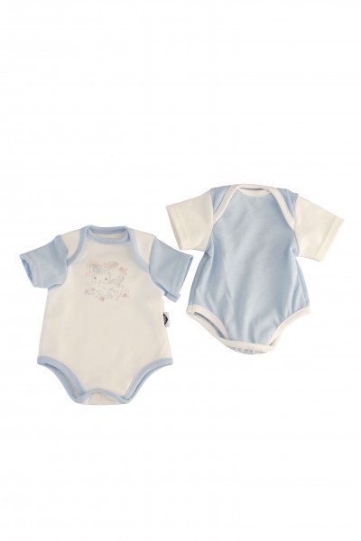 Schildkröt Manufaktur Kleidung Body blau zu Puppe 32 -52 cm (2er Set)