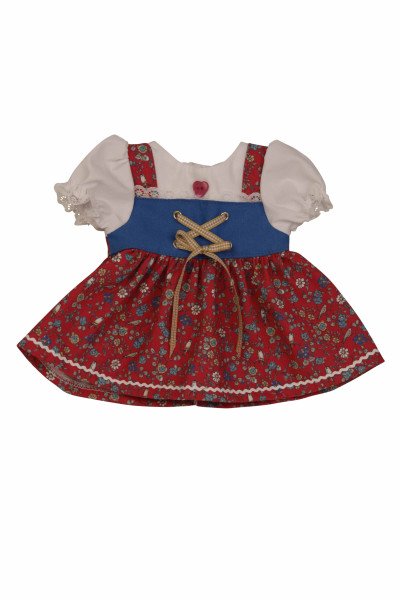 Schildkröt Manufaktur Kleid für Stehpuppe 25 bis 70 cm, Dirndl weiß/blau/rot