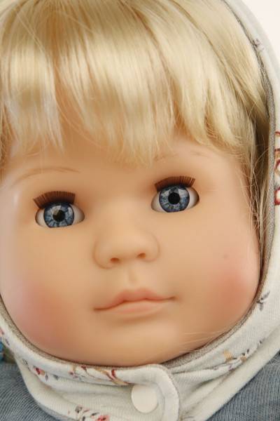 Schildkröt Manufaktur Puppe Hanni 45 cm blonde Haare, blaue Schlafaugen, Kleidung rose/blau/mint Tägliche Deals