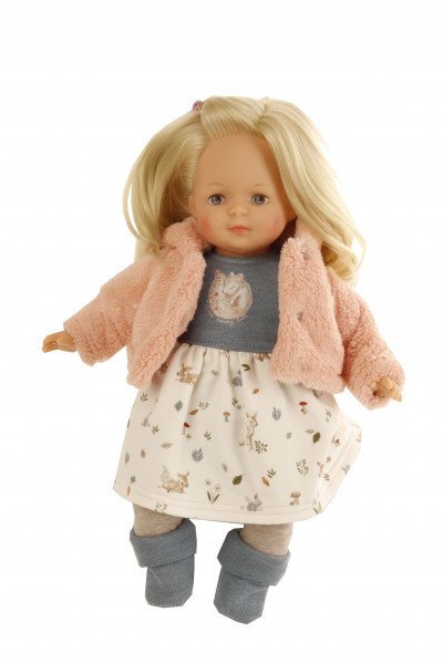 Schildkröt Manufaktur Puppe Strampelchen 37 blonde Haare, braune Malaugen, Winterkleidung