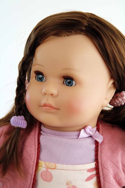 Schildkröt Manufaktur Puppe Hanni 45 cm braune Haare, blaue Schlafaugen, Kleidung Rose/lila Zeitbegrenzte Promotion