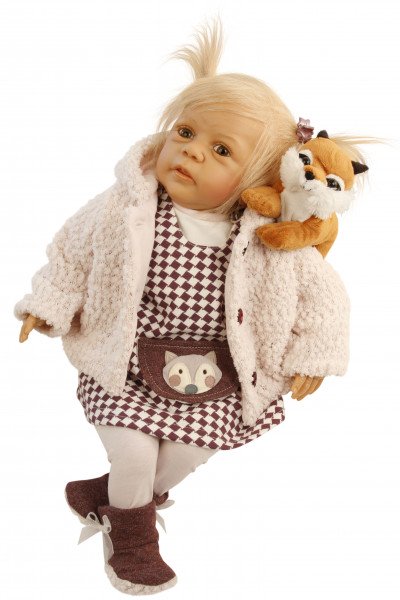 Schildkröt Manufaktur Puppe Leni 50 cm von Gudrun Legler blonde Haare, Kleidung rose/weiss/bran