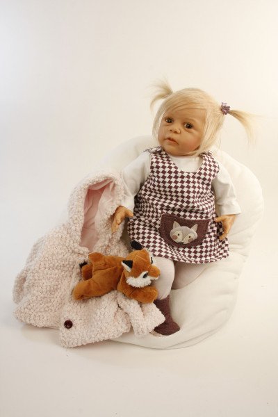 Schildkröt Manufaktur Puppe Leni 50 cm von Gudrun Legler blonde Haare, Kleidung rose/weiss/bran 50% Rabatt für begrenzte Zeit